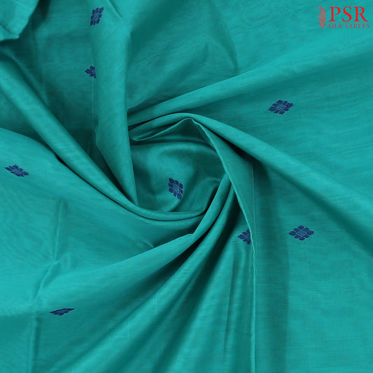 Turquoise Teal Maheshwari Silk Cotton Saree