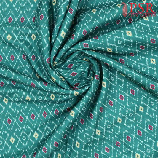 Pine Green Semi Tassar Ikkat Print Running Material
