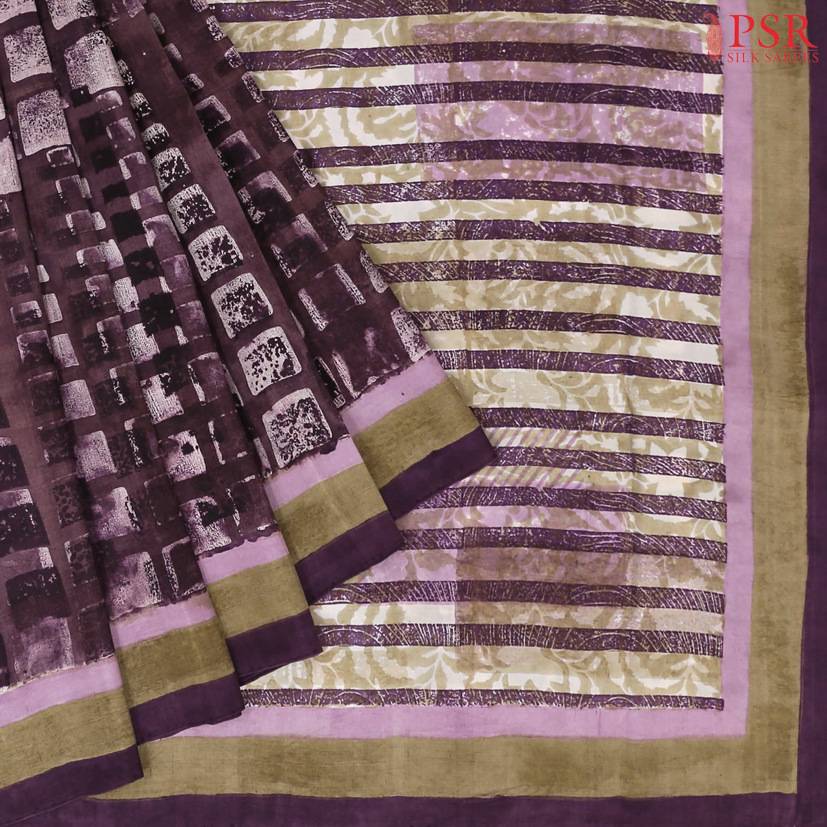 Aubergine Purple Murshidabad Silk Saree