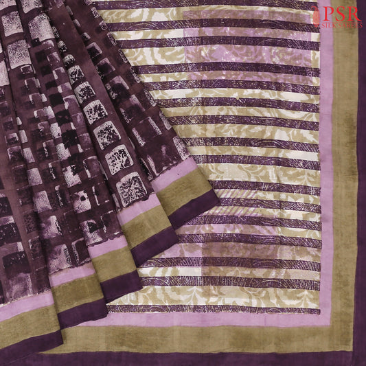 Aubergine Purple Murshidabad Silk Saree