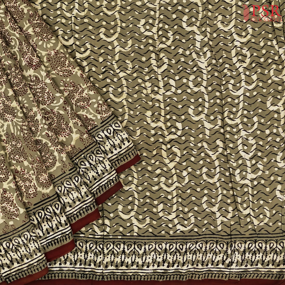 Olive Grey Modal Silk Saree