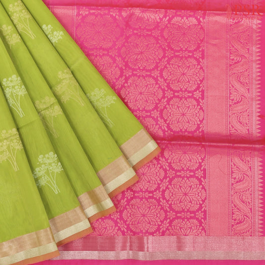 Light Pear Green Silk Cotton Saree