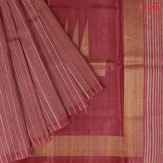 Maroon Gicha Kadhi Tussar Silk Saree