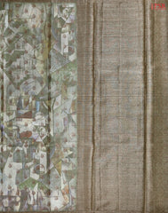 Olive Beige Banaras Tussar Silk Saree