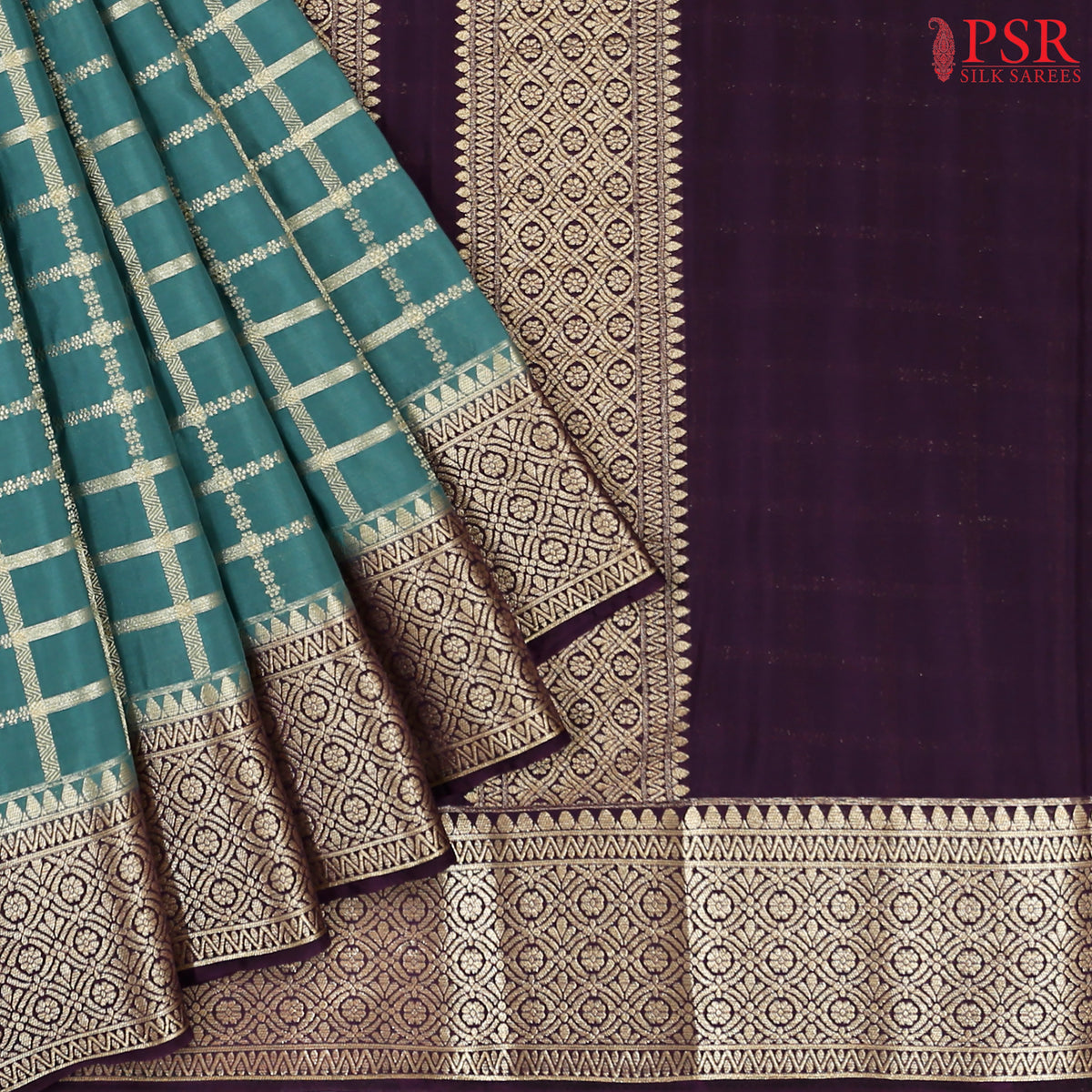 Dark Turquoise Semi Binny Silk Saree