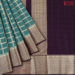 Dark Turquoise Semi Binny Silk Saree