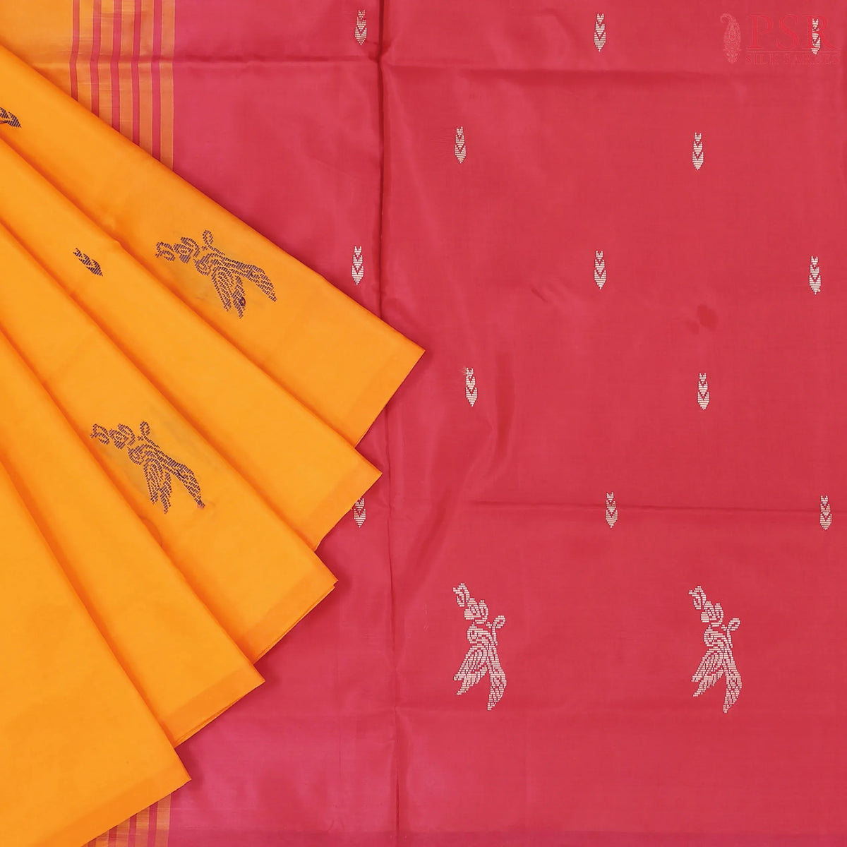 Amber Yellow Vazhainaar Silk Saree