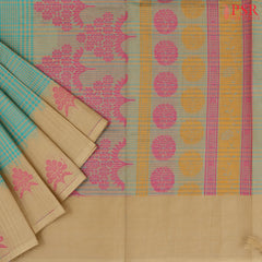 Sea Green & Tan Kovai Cotton Saree