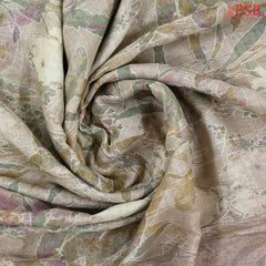 Floral Beige Linen Saree