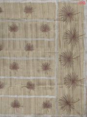 Tussar Beige Kosa Embroidery Saree