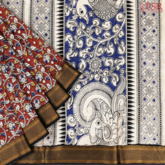 Antique Red Kalamkari Silk Saree