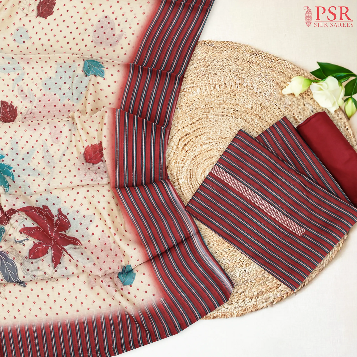 Retro Red Dress Material