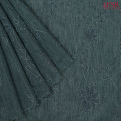Dark Peacock Teal Linen Saree