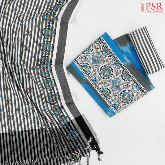 Blue & Grey Chirala Cotton Dress Material