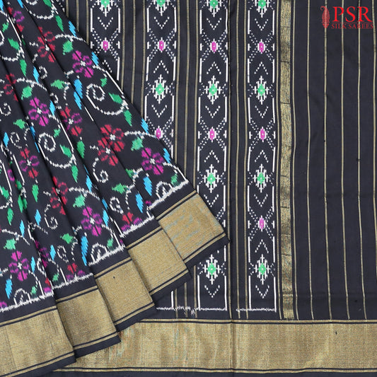 Black Pochampally Silk Ikat Saree