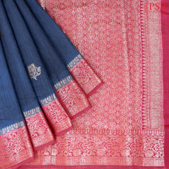 Dark Blue Semi Banaras Saree