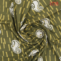 Olive Green Batik Print Emboss Running Material