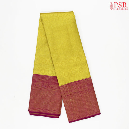 Corn Yellow Kanchipuram Jacquard Tissue Silk Saree