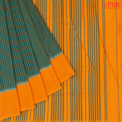 Pine Green & Orange Ikkat Cotton Saree