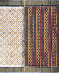 Off White Semi Patola Silk Cotton Saree