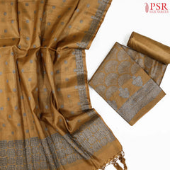 Mustard Brown Tassar Dress Material