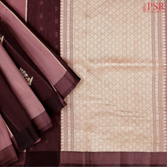 Dark Mauve Kora Banaras Silk Saree