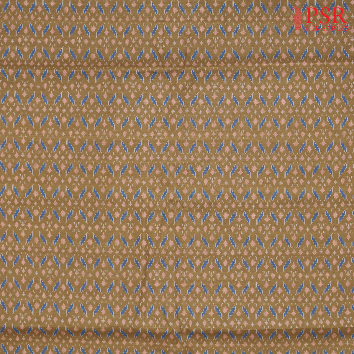 Mustard Brown Semi Tassar Ikkat Print Running Material