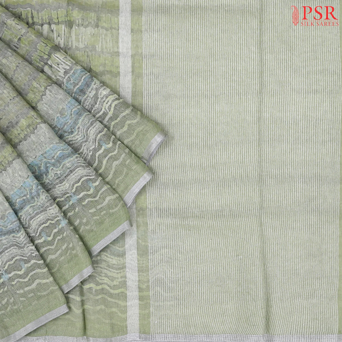 Asparagus Green Linen Saree