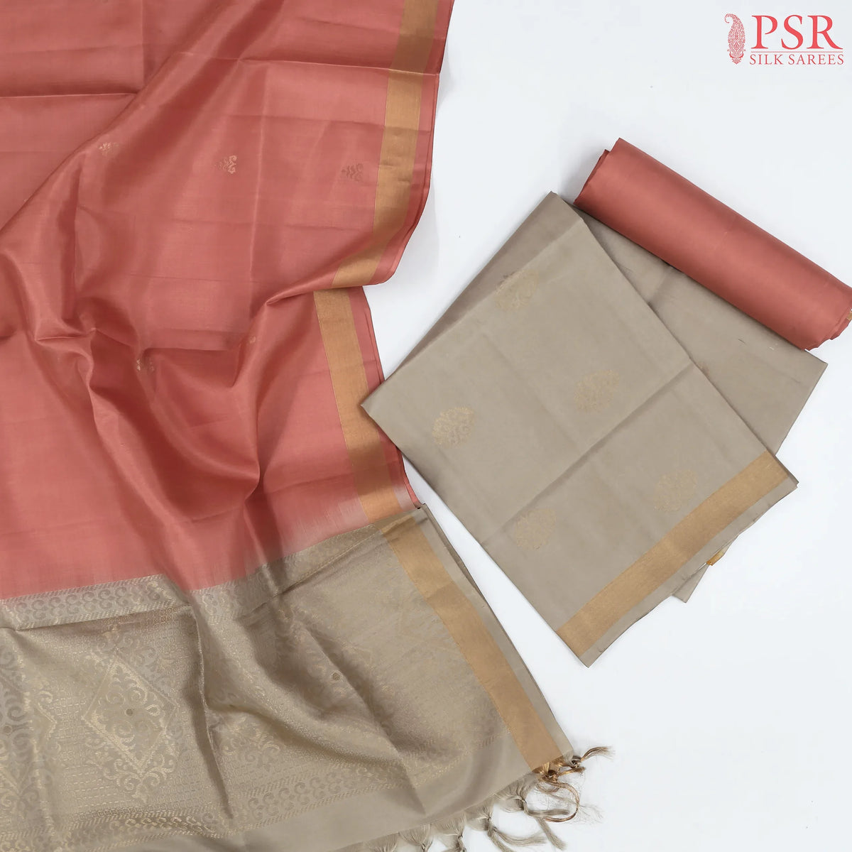 Ecru Beige Silk Dress Material