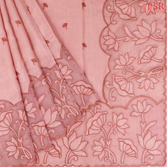 Flamingo Pink Organza Embroidery Saree