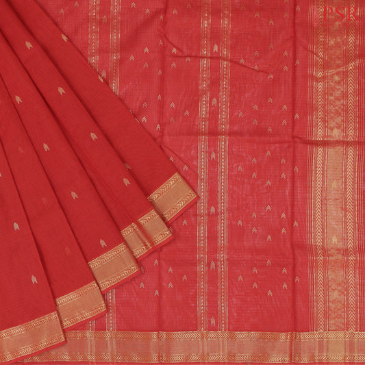 Red Maheshwari Silk Cotton Saree