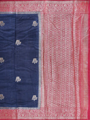 Dark Blue Semi Banaras Saree