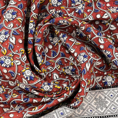 Antique Red Kalamkari Silk Saree