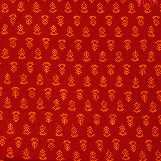 Crimson red Cotton Print Running Material