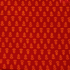 Crimson red Cotton Print Running Material