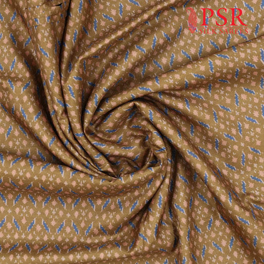 Mustard Brown Semi Tassar Ikkat Print Running Material