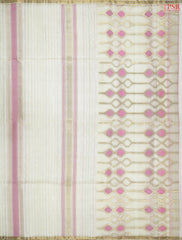 Floral Beige Kora Soft Silk Saree