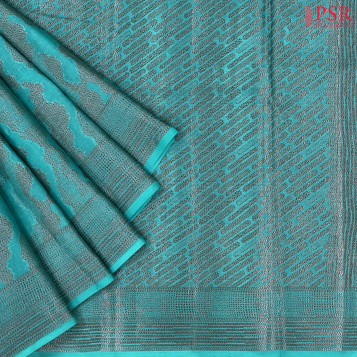 Viridian Blue Banaras Tussar Silk Saree