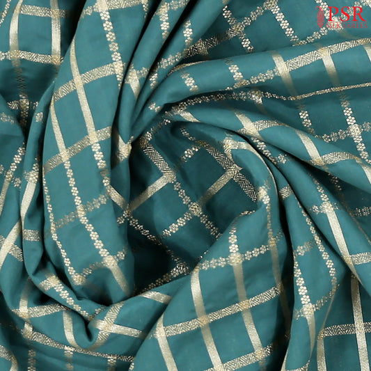 Dark Turquoise Semi Binny Silk Saree