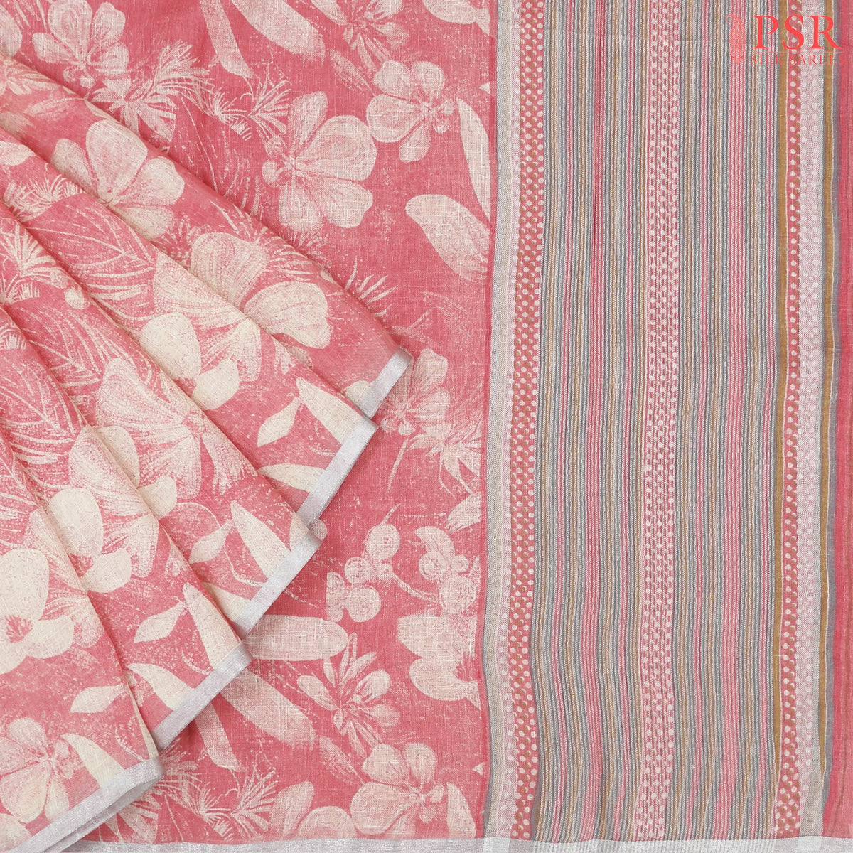 Flamingo Pink Linen Saree