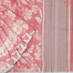Flamingo Pink Linen Saree