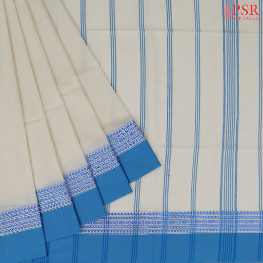 Cream White Byloom Cotton Saree