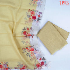 Yellow Beige Linen Dress Material