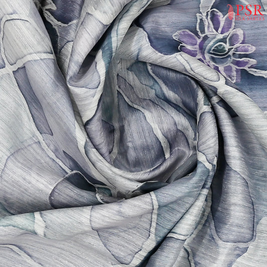 Lavender Blue Green Silk Saree