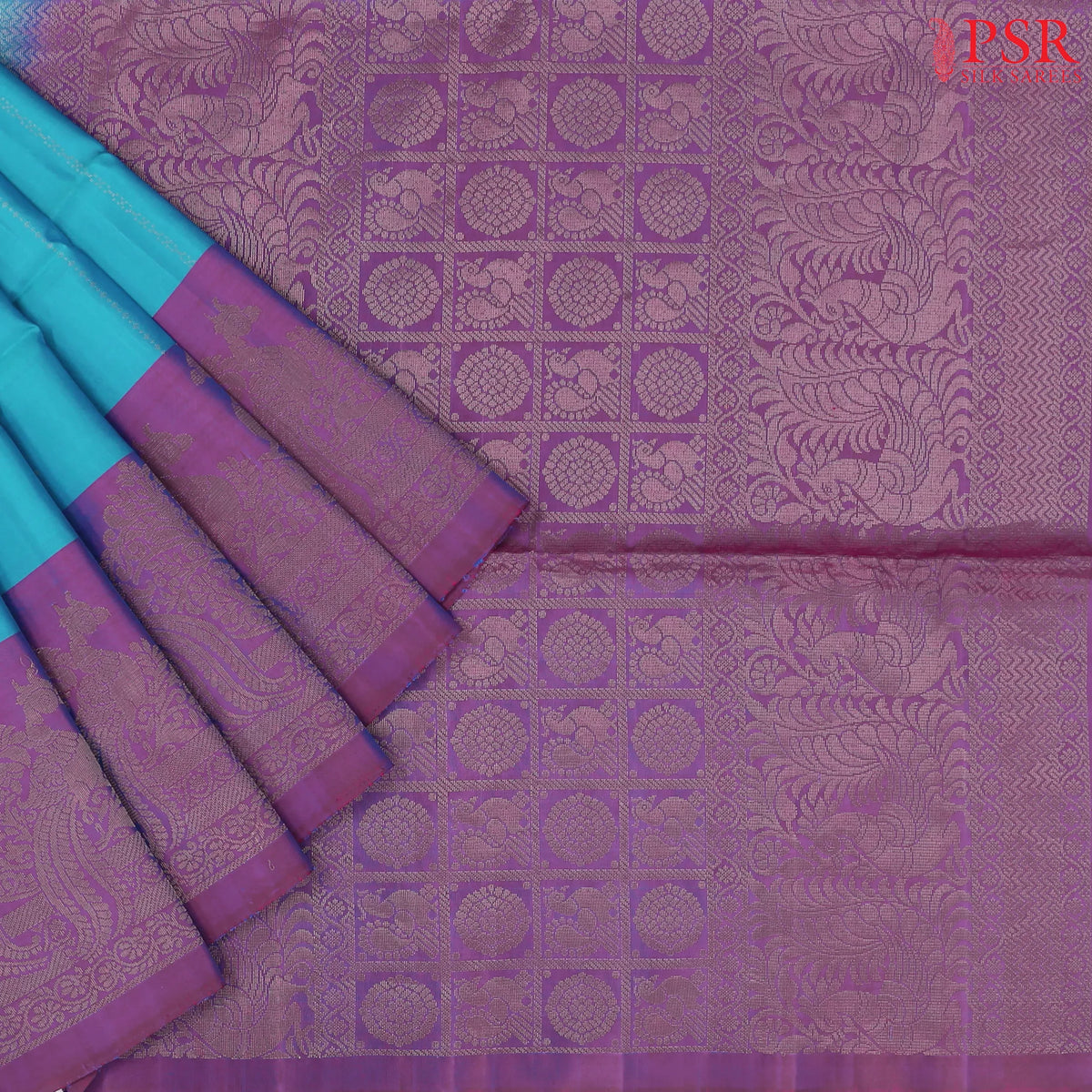 Peacock Blue Soft Silk Mix Saree