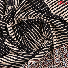 Beige & Black Jaipur Cotton Printed Saree