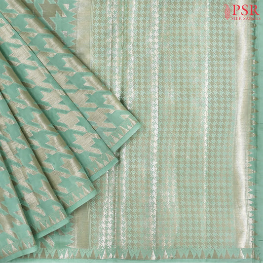 Aqua Pearl Banaras Silk Saree