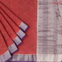 Cherry Red Assam Saree