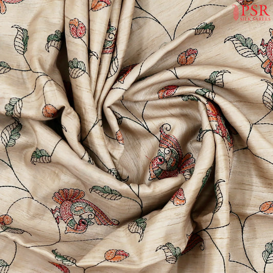 Parchment Beige Semi Dupion Saree