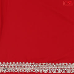 Red Georgette Laser Embroidery Saree